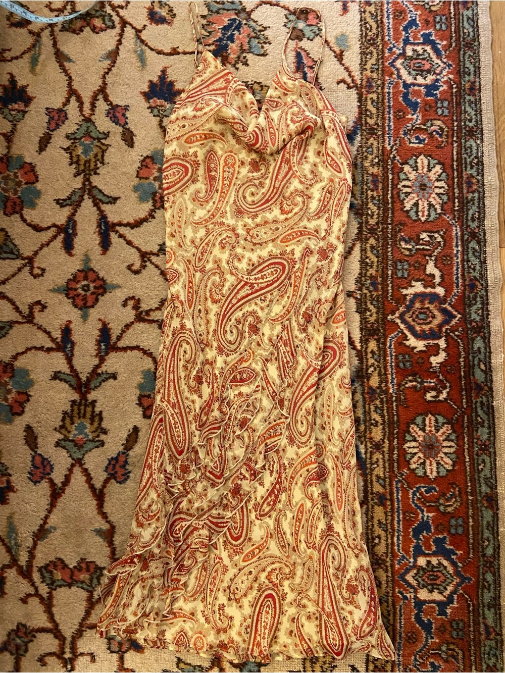Vintage Express Paisley Cowl Neck Midi Dress S/M